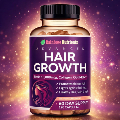Rainbow Nutrients Advanced Hair Growth 120 Cápsulas – Vitaminas para Crecimiento del Cabello con Biotina 10,000 mcg | Original Importado USA
